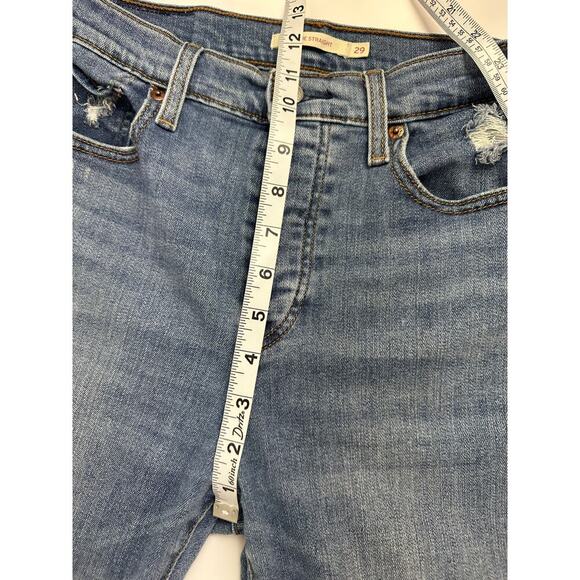 Levi's Wedgie Straight Size 29 High-Rise Cropped Distressed Button Fly Jeans - Picture 6 of 12